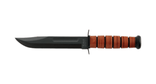 The Dog's Head is made from 1095 steel and walnut handles for a sleek, durable look. The spearpoint blade is ideal for carrying in the field.